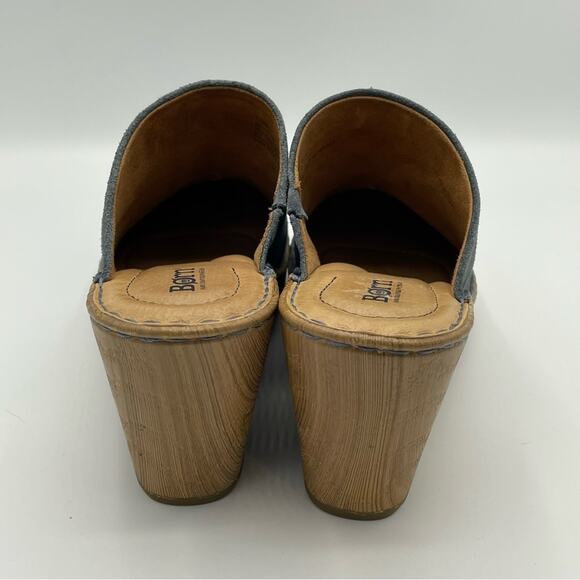 Born Natalie Distressed Suede Leather Wedge Clogs Blue Women’s 10 - Picture 5 of 7